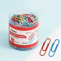 Foska - 150 Clips de Papel Metálicos de Colores para Oficina y Escuela, con Empaque en Tambor de PP