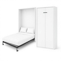 Lit Murphy blanc avec armoire, lit mural pliable, gain de place, plié pour chambre à coucher, hôtel, appartement
