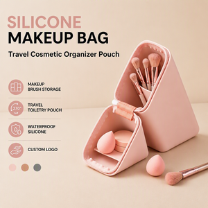 Silicone Cosmetic Storage Travel Toiletry Bag <b>Makeup</b> <b>Brush</b> Organizer Custom Logo Pencil case Stationery Storage Low MOQ - Product Image 1