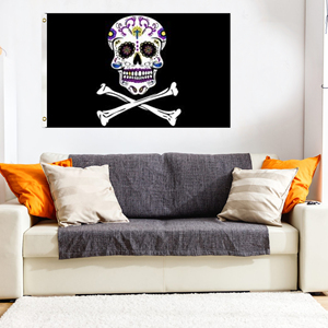 Bandera del Día de los Muertos en México, 3x5 pies, de poliéster de colores vivos con ojales de latón, accesorio decorativo para exteriores - Product Image 3