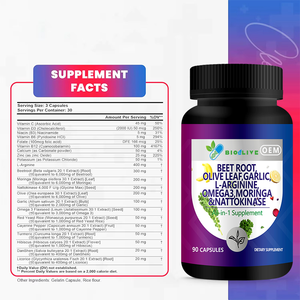 Capsule Complesse di Barbabietola Tutto in Uno a Marchio Privato OEM ODM Formula Personalizzata con <span class=keywords><strong>L</strong></span>-Arginina e Nattokinase - Product Image 5