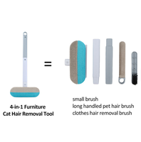 Brosse à épiler réutilisable en plastique multifonctionnelle 4 en 1 pour animaux de compagnie Épilateur double face pour chats et chiens pour tapis et meubles, canapé-lit