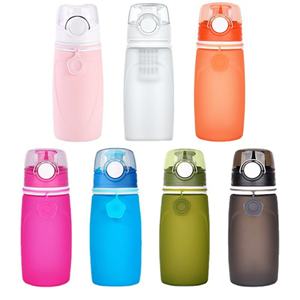 Bouteille d'eau en silicone personnalisée en gros, résistante aux hautes températures, portable, anti-chute, pour le sport, design pliable simple, à boire directement - Product Image 1