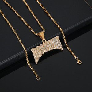 Nuevo Collar de Cadena de Bambú con <span class=keywords><strong>Letras</strong></span> y Diamantes Completos, Estilo Hip Hop Europeo Americano, para Hombre, Colgante de Acero de Titanio, Estilo Urbano INS - Product Image 5
