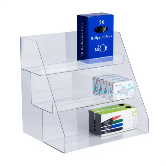 Perspex Lucite Drie Tier Zoetwaren Aanrecht Acryl Merchandising Display Stand