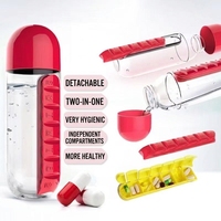 Bouteille d'eau portable avec logo personnalisé et organiseur de pilules hebdomadaire, étui à vitamines détachable pour le bien-être des employés