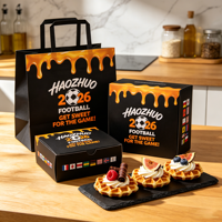 Solution d'emballage alimentaire écologique tout-en-un avec logo personnalisé, sac en papier recyclable avec poignée pour ensemble de gaufres de boulangerie