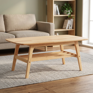 Modern Wood <b>Coffee</b> <b>Table</b> With Storage Shelf <b>Scandinavian</b> Design Living Room Furniture Solid Wood Base - Product Image 2