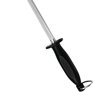 Varilla afiladora de cuchillos de acero inoxidable con mango negro para uso en cocina, herramienta de afilado manual, acero de tungsteno y material ABS - Product Image 2