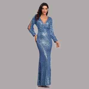 Women Ladies Elegant Prom <strong>Dresses</strong> Party Sequin Long Sleeved Evening <strong>Dress</strong> Fishtail Mother of Bride <strong>Wedding</strong> Casual <strong>Dress</strong> - Product Image 4