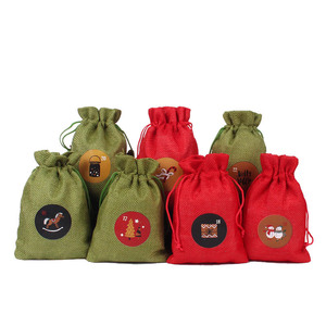 Sacs cadeaux de Noël en coton et lin, 24 pièces, ornements de calendrier de l'avent avec cordon de serrage, pour enfants, décoration de fêtes - Product Image 5