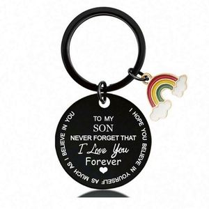 Promotion pour <span class=keywords><strong>mon</strong></span> <span class=keywords><strong>fils</strong></span> et ma fille, <span class=keywords><strong>porte</strong></span>-clés en acier inoxydable « Je t'aime pour toujours », <span class=keywords><strong>porte</strong></span>-clés arc-en-ciel pour <span class=keywords><strong>mon</strong></span> <span class=keywords><strong>fils</strong></span> et ma fille, vente en gros - Product Image 3