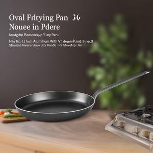 Padella ovale antiaderente da 12 pollici in alluminio con manico in acciaio inossidabile per uso su piano cottura - Product Image 3