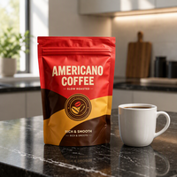 Sachet de café en papier kraft écologique de qualité alimentaire avec logo personnalisé et fermeture éclair refermable pour grains de café torréfiés