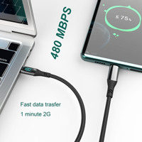 240W Tipo C USB C Pantalla LED Cable Chaqueta de nailon Compatible PD Carga rápida para iPhone 16 MacBook para cámara Samsung