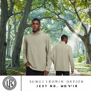 T-shirt formel à manches longues et demi-zip pour homme, coupe classique, uni, en polyester/coton tricoté, respirant et infroissable, collection 2026 - Product Image 3