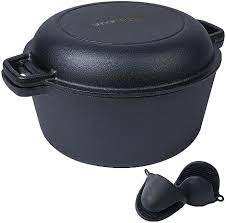 Ensemble de casseroles et poêles 2-en-1 en <span class=keywords><strong>fonte</strong></span> pré-assaisonnée pour braiser, mijoter, saisir et cuire - Product Image 5