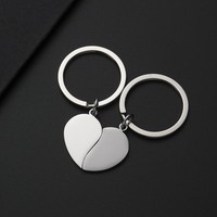 Ensemble de porte-clés gravables Ywyougang en forme de demi-cœur, porte-clés assortis en acier inoxydable pour couples, meilleurs amis et usage quotidien