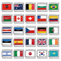 Vente chaude Nouvelle série de bracelets en acier titane avec photo de drapeau du monde, colle à effet de chute, bricolage, module italien, accessoires en gros
