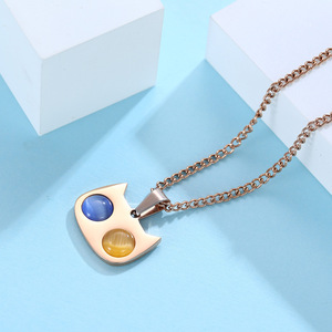 Cute Cat-Themed <b>Titanium</b> Steel Necklace With Bezel Setting Geometric Cartoon Design Unisex Sweater <b>Chain</b> Gift - Product Image 3