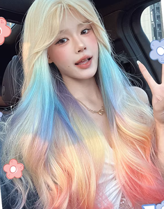 <span class=keywords><strong>Cheveux</strong></span> artificiels ondulés avec <span class=keywords><strong>dégradé</strong></span> arc-en-ciel et <span class=keywords><strong>cheveux</strong></span> longs bouclés, doux et naturels. - Product Image 6
