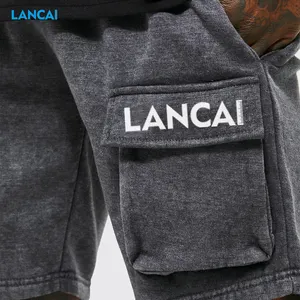 Custom OEM Summer Shorts 100% Cotton French Terry Custom Logo Embroidery Acid Wash Sweat Shorts Street Wear Shorts For Men