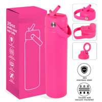 Bouteille d'eau sport en acier inoxydable à double paroi isolée sous vide de 25 oz, avec couvercle à paille et poignée, multicolore, idéale pour les voyages – Vente directe usine