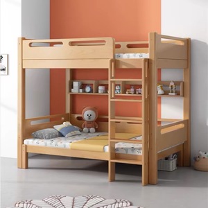 Cama <span class=keywords><strong>infantil</strong></span> de madera maciza debajo de la cama de madre e hijo, <span class=keywords><strong>litera</strong></span>, cama doble minimalista moderna con <span class=keywords><strong>cajones</strong></span> y escalones - Product Image 5