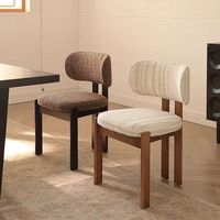 Chaise de salle à manger en bois massif, siège rembourré en tissu couleur noyer, cadre en bois personnalisé sans accoudoirs pour villa, maison, hôtel, restaurant