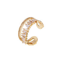 Bague plaquée or de luxe léger Europe et Amérique, légèrement incrustée de zircon, double couche, style froid, ouverture ajustable, design de niche pour femme