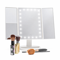 Miroir cosmétique grossissant LED pliable de bureau avec écran tactile, interrupteur à intensité variable, rechargeable, grossissement 2X 3X, couleur personnalisable