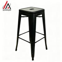 Tabouret de bar moderne en métal avec repose-pieds pour restaurant, salon, extérieur et usage en centre commercial
