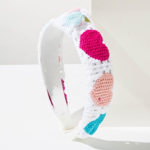 Bandeau de fête de la Saint-Valentin 2026, accessoire de cheveux tendance pour femmes, crochet rouge rose, cœur d'amour, nœud supérieur, bandeaux larges - Product Image 3