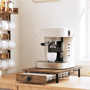 Soporte Elevador de Madera Reforzado para <span class=keywords><strong>Cafetera</strong></span> con Cajón de Almacenamiento, Organizador de Cápsulas K-Cup para Encimera, Capacidad de 50 lb, Venta al por Mayor - Product Image 2