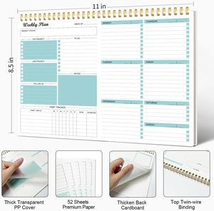 Bloc-notes de planification hebdomadaire personnalisé en papier pour l'école, l'éducation, les objectifs hebdomadaires, la liste de tâches, le suivi des habitudes - Product Image 5