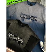 T-shirt décontracté en coton pour homme avec logo personnalisé, dégradé, effet usé, patchwork, streetwear, t-shirt de créateur pour homme, broderie