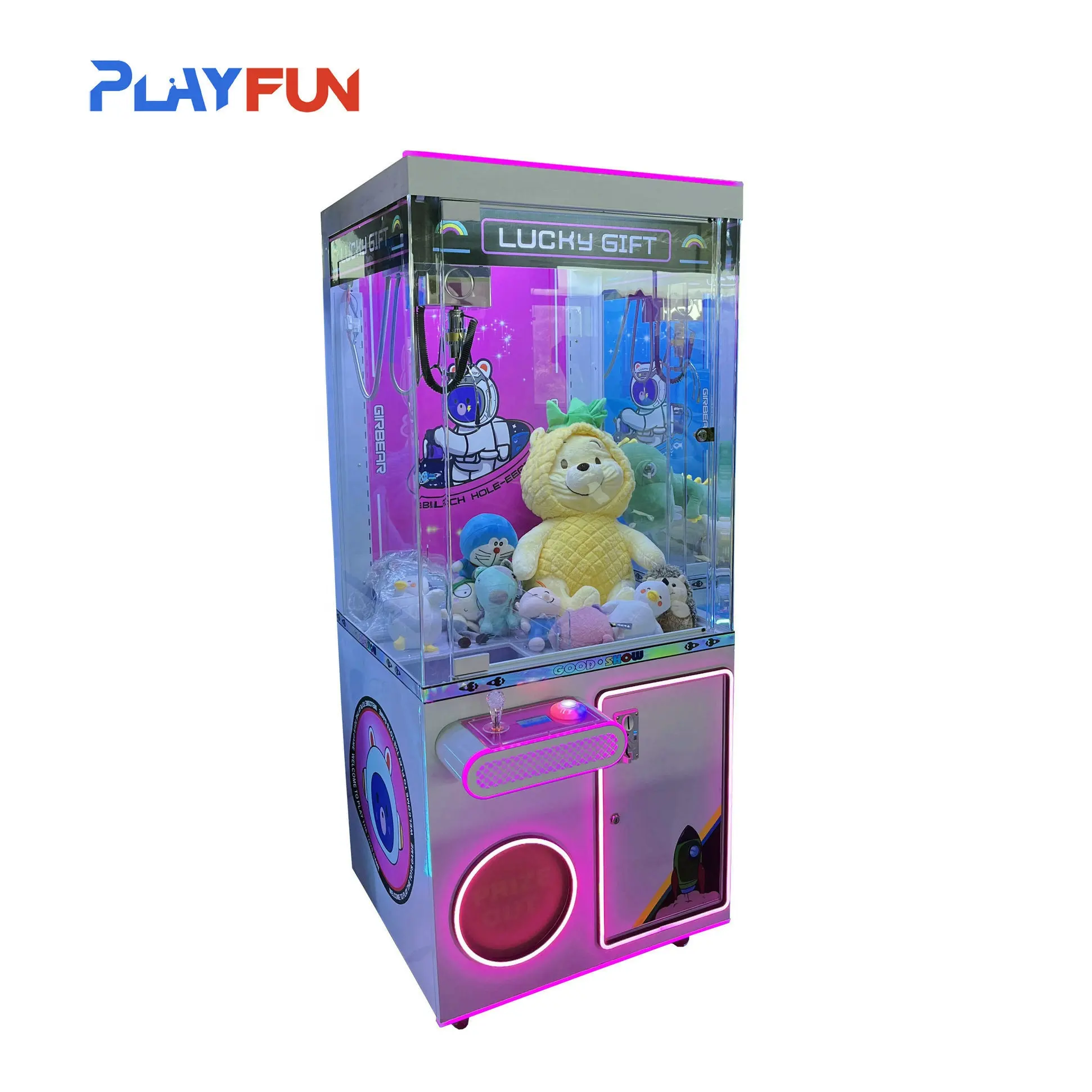 PlayFun vendite calde regalo fortunato a gettoni peluche bambola Arcade artiglio gru macchina in vendita