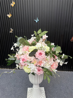 Boule de fleurs artificielles en soie blanche et rose, faite à la main, pour centre de table de mariage printanier, décoration de fête de mariage