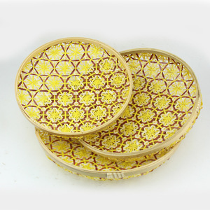 Plateau de service en bambou tressé motif ajouré Mountain Hermit's Record, panier à fruits, plateau à collations, artisanat décoratif pour la maison - Product Image 5
