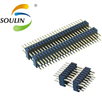 Soulin SMT 1.27x2.54mm pas mâle connecteur de fil électrique entrée inférieure 0.8mm simple/Double rangée plastique laiton pour PCB