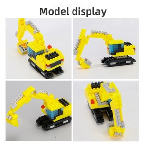 Ensemble de jouets éducatifs en micro-particules ABS, comprenant des blocs de construction, des véhicules de circulation transfrontalière, des excavatrices et des voitures de course, conditionnés en sachet - Product Image 4