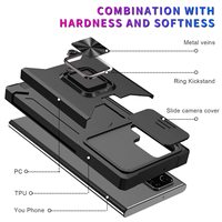 Anneau magnétique étui de protection de fenêtre coulissante pour Samsung Galaxy S25 Ultra S25 FE A56 A17 support de carte béquille de protection