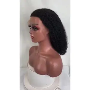 Girls Fashion African Short Hair Curly Wig Any Face Shape Front Lace Chemical Fiber Headgear