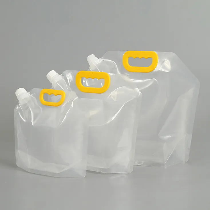โพลีสีขาว Spouted ยืนขึ้นกระเป๋าพวยพลาสติกบรรจุภัณฑ์เครื่องดื่ม1.5L ยืนขึ้นถุงบรรจุภัณฑ์เครื่องดื่มพลาสติก
