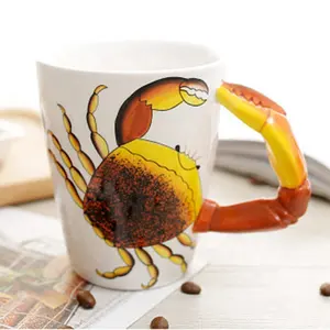 Groothandel Krab 3d Vorm Marine Animal 14Oz Koffie Keramische Mokken