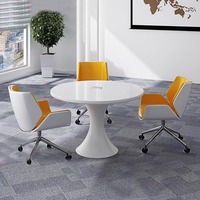 Table de réunion ronde modulaire en panneaux de bois blancs de luxe moderne pour 4 personnes, mobilier de bureau pour la maison, les hôtels, les écoles, les salles de conférence