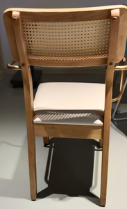 Luxury Modern Solid Ash Wood Dining <b>Chair</b> with Natural <b>Cane</b> Back & Gold Metal Arms | Commercial Restaurant <b>Chair</b> - Product Image 5