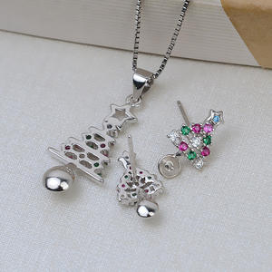 Ensemble de boucles d'oreilles en argent S925 DIY, arbre de Noël, 5-68-9 mm, perles de cheveux de fœtus avec base creuse pour femmes, nouveauté 202837 - Product Image 5