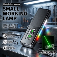 Lampe torche portable 1000 lumens, 10 modes, éclairage ambiant RGB, lumière UV + lumière verte, aimant, 1500 mAh, mini lampe torche EDC avec clip, réparation automobile