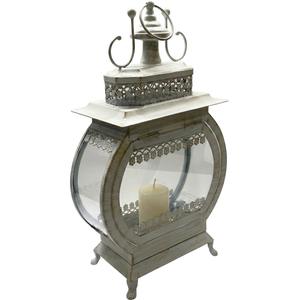Lanterne vintage en métal faite à la main, porte-bougie, lampe de table, verre transparent, design durable, Noël, Saint-Valentin, Pâques - Product Image 1